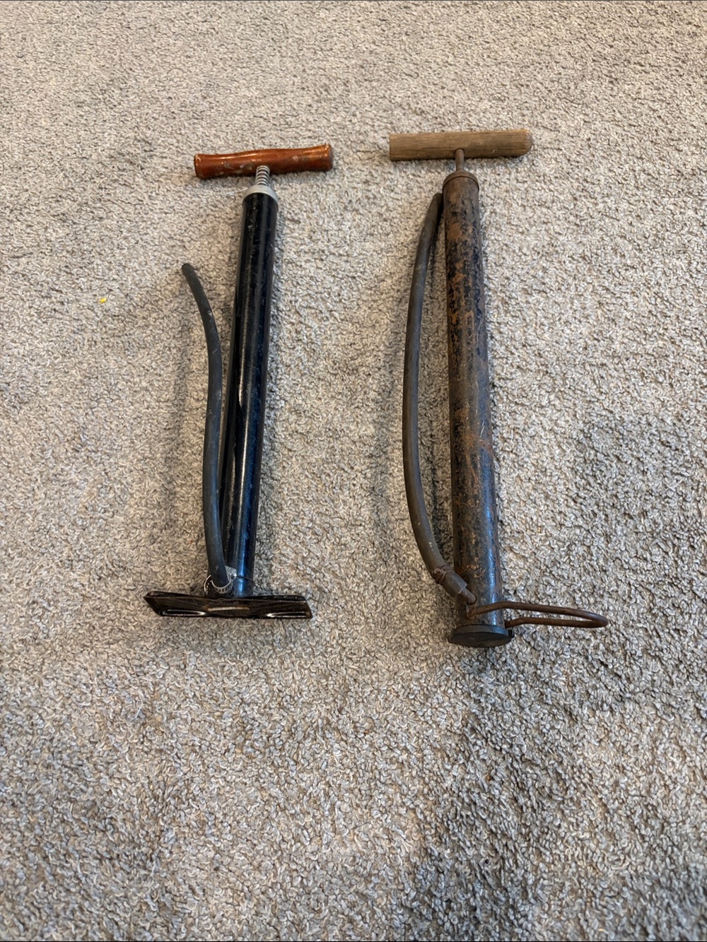 Vintage Handheld Floor Pump Set - Black and Brown